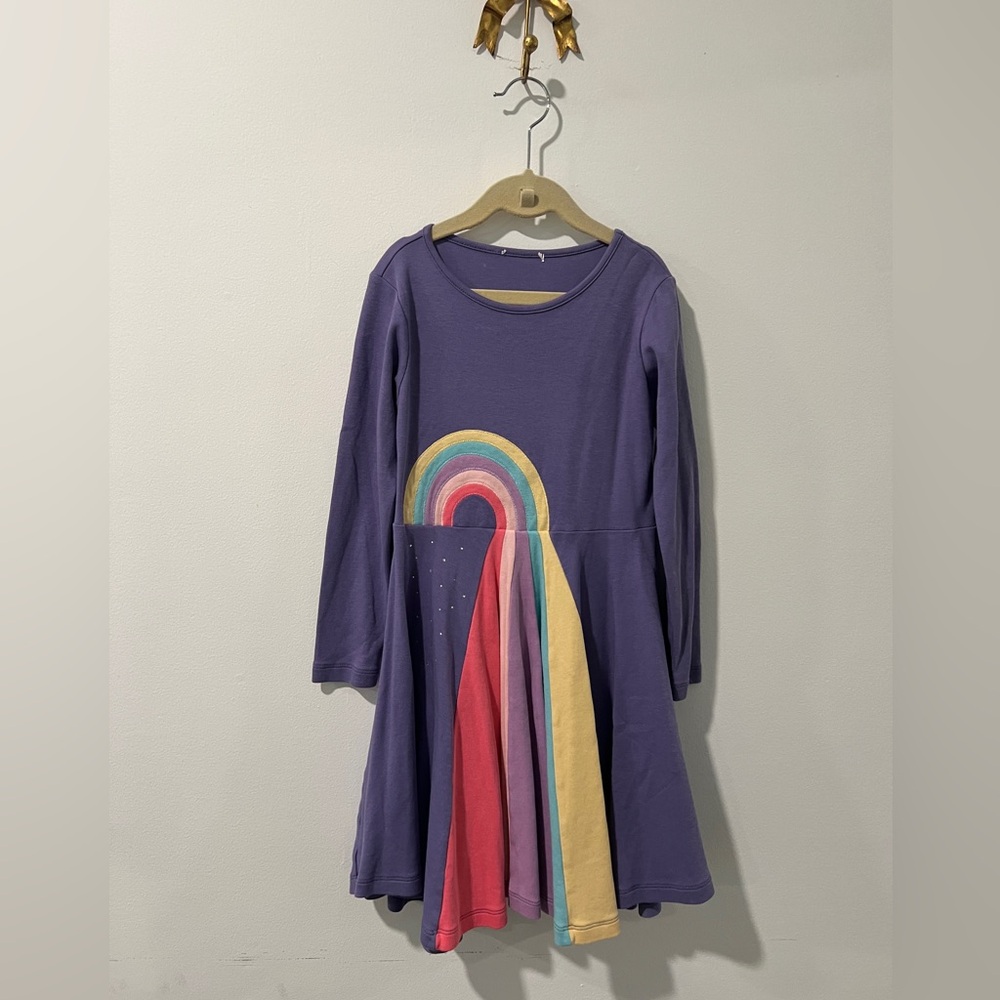 Purple Dress with Colorful Arc Design